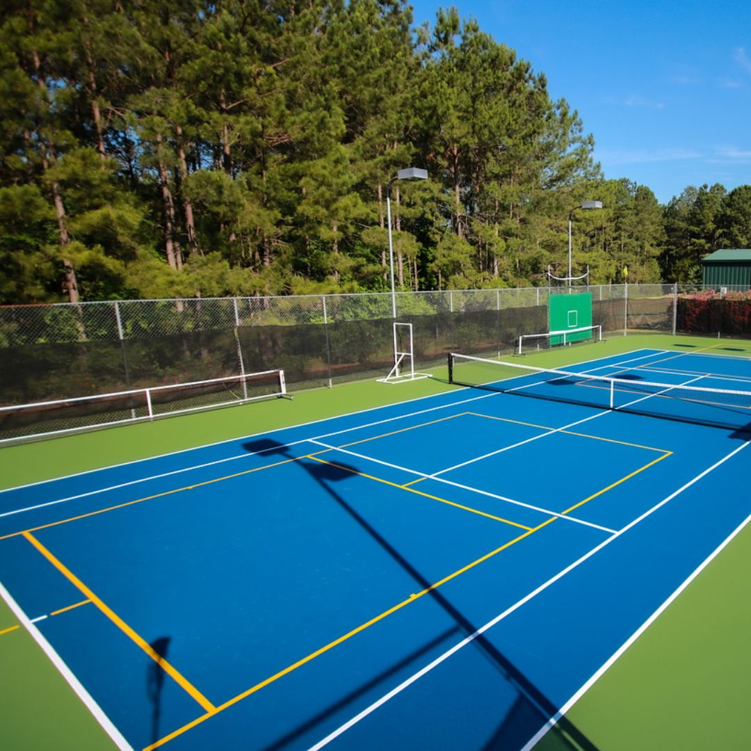 Layout choices: 1, 2, or 4 pickleball courts per tennis court