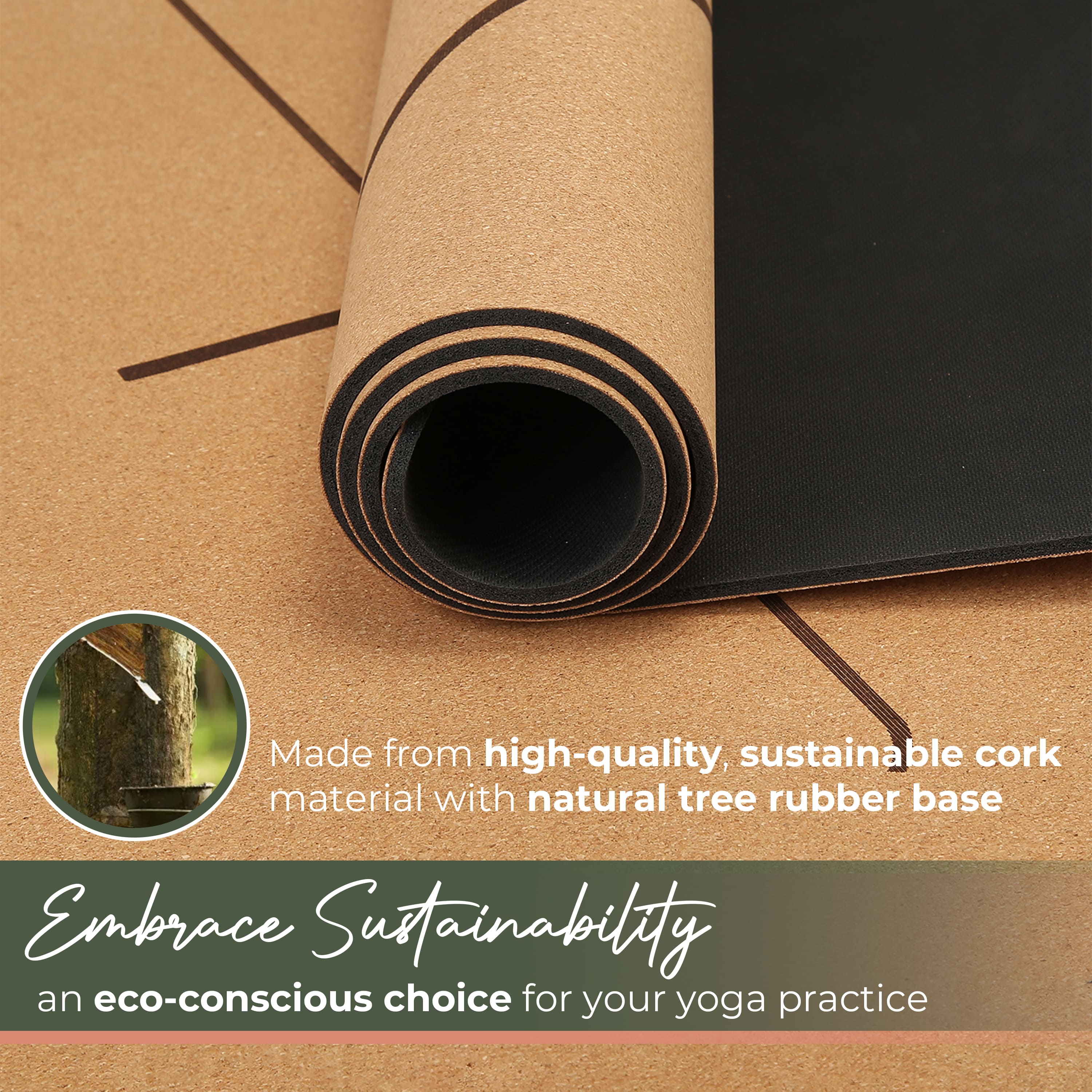 Non Toxic Non Slip Cork Yoga Mat Extra Comfort