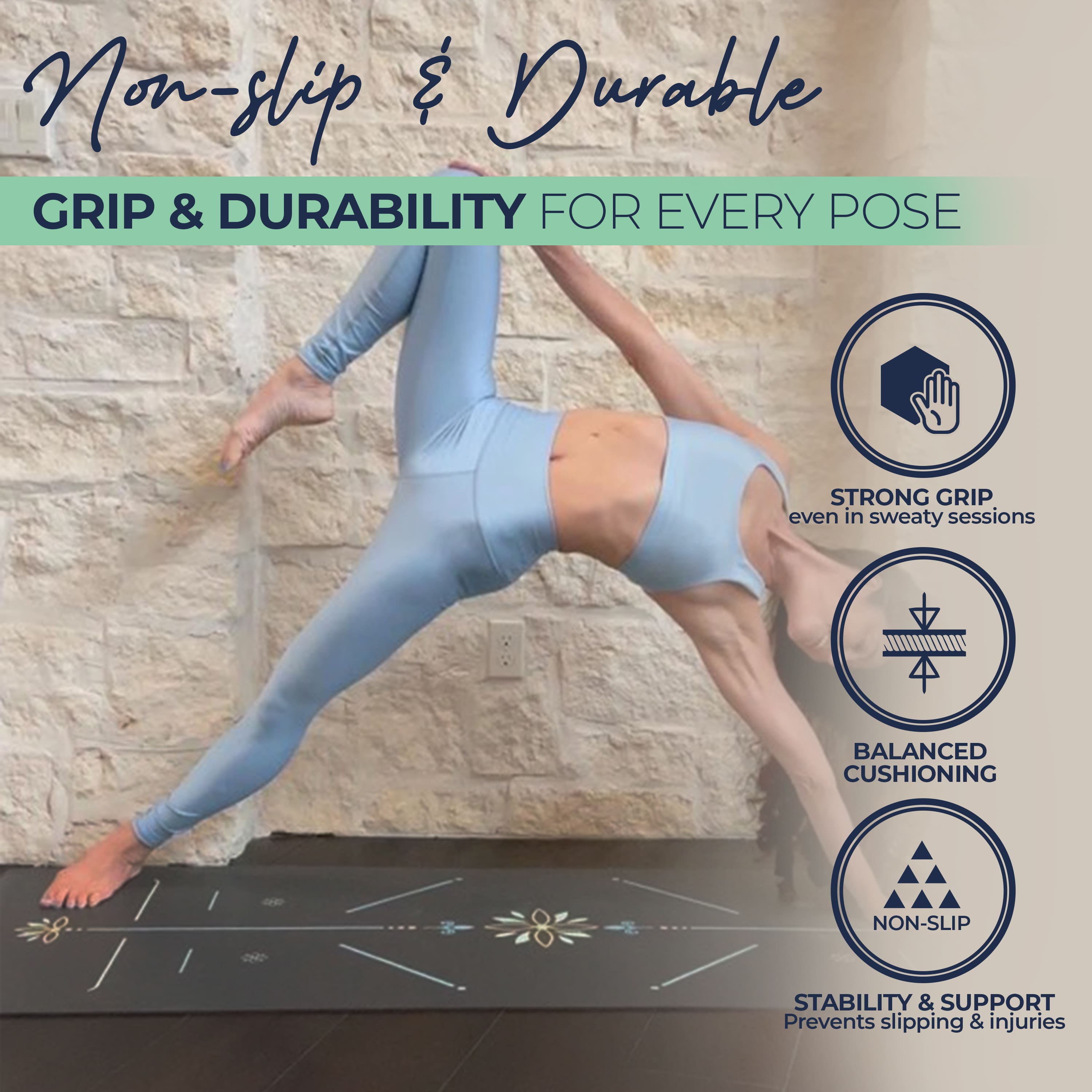 Non Toxic BPA Balance Yoga Mat- 4mm Light Weight | Sweat
