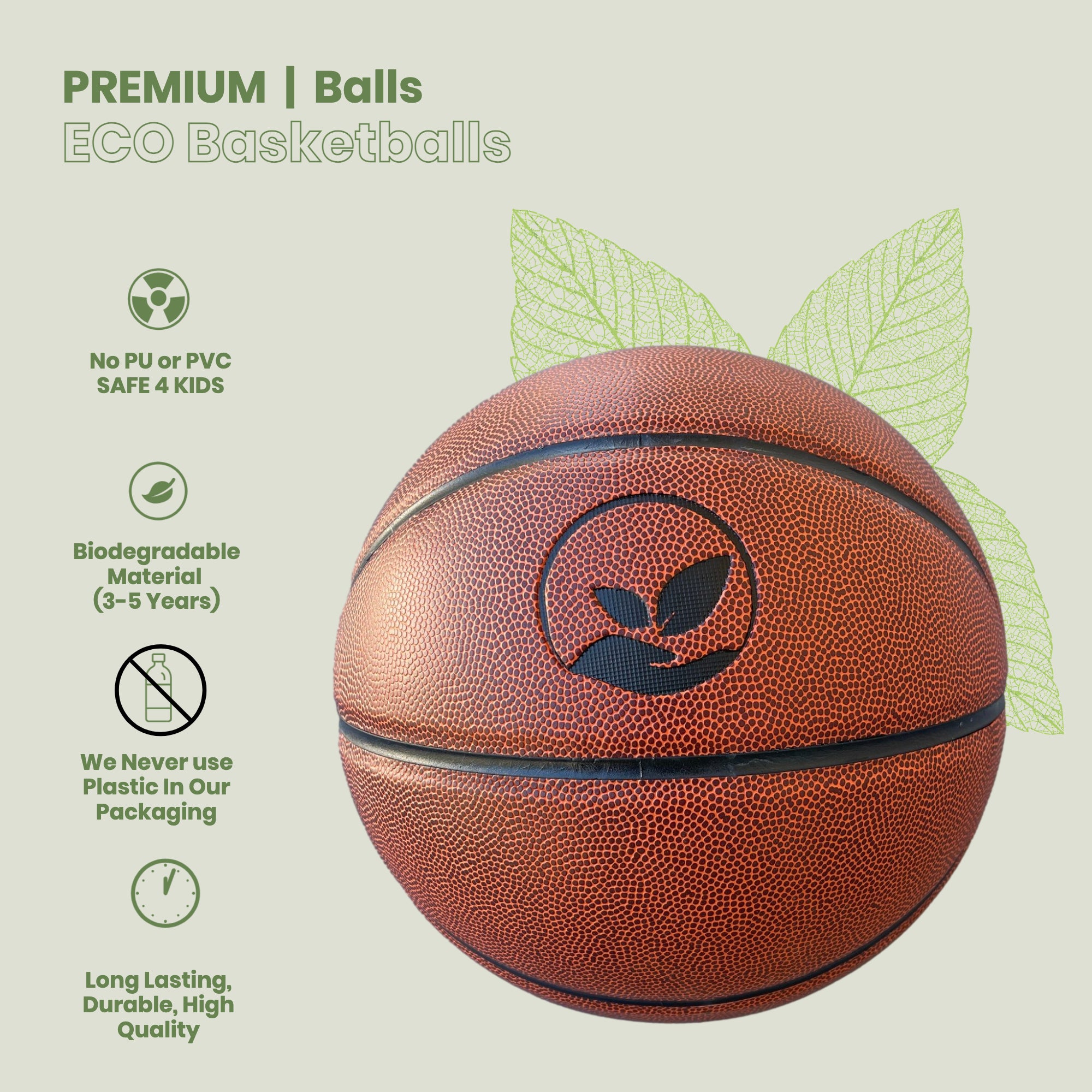 Vegan Leather Youth Basketball 27.5" - Junior Basketballs for Kids - Cruelty-Free
